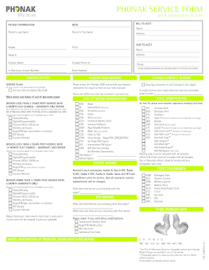 Phonak Repair Form