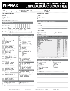 Phonak Repair Form