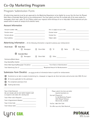 Co Op Marketing Program Program Submission Form Phonak
