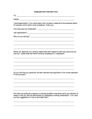 Employee Exit Interview Form Axis Group LLC