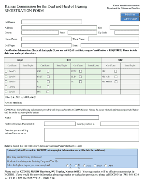 KCDHH Interpreter Registration Form Kansas Department for Dcf Ks