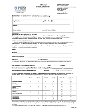 How to Fill Uoit Recommendation Form