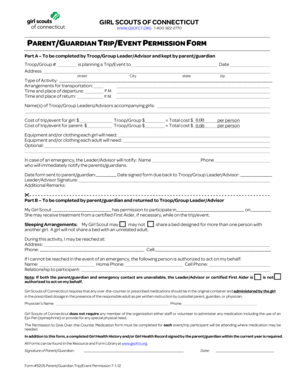 Parentguardian Tripevent Permission Form Girl Scouts of Connecticut Gsofct