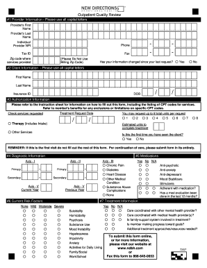 Outpatient Quality Review Form and Instructions New Directions