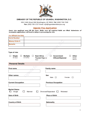 Application for a visa  Uganda High Commission