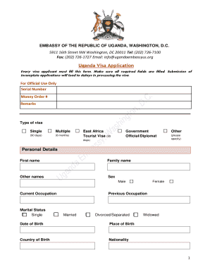 Uganda Visa  Form