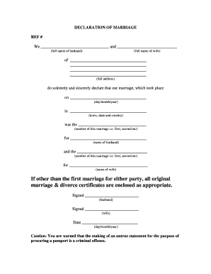 Marriage Declaration Form PDF