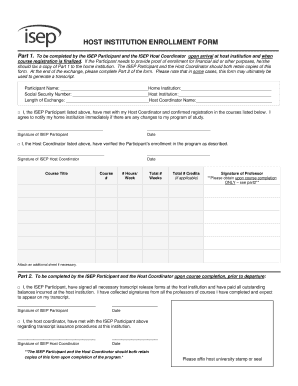 Host Institution Enrollment Form ISEP Isep