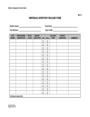 Stock Release Form