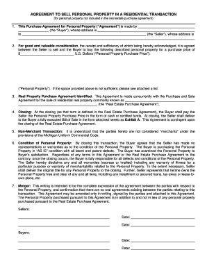 LF115 Adams Agreement to Sell Personal Property Form 8.5 x 11 Inch White 