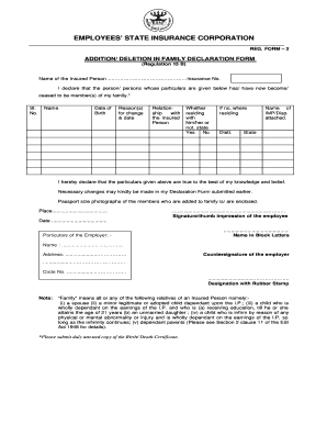 Addition Deletion in Family Declaration Form