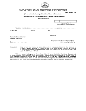 Esic Form 23 Download PDF