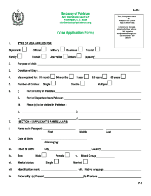 Pakistan Visa Form