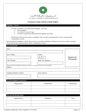 Invigilator Signature  Form