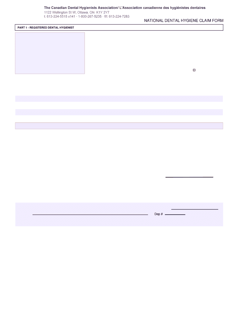 Alberta Dental Hygiene Claim Form