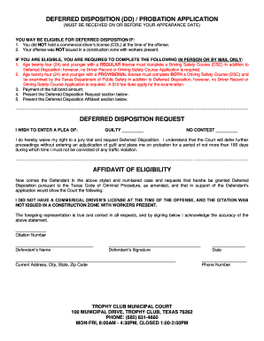 Deferred Disposition  Form