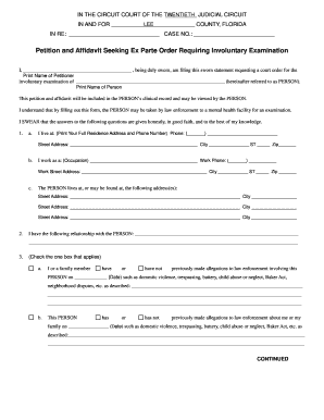 Exparte Lee Cty Fl Form