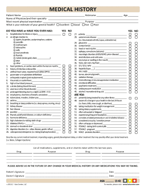 Kois Medical History Form Dr Nick Seddon