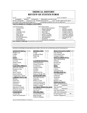 System Review Medicine  Form