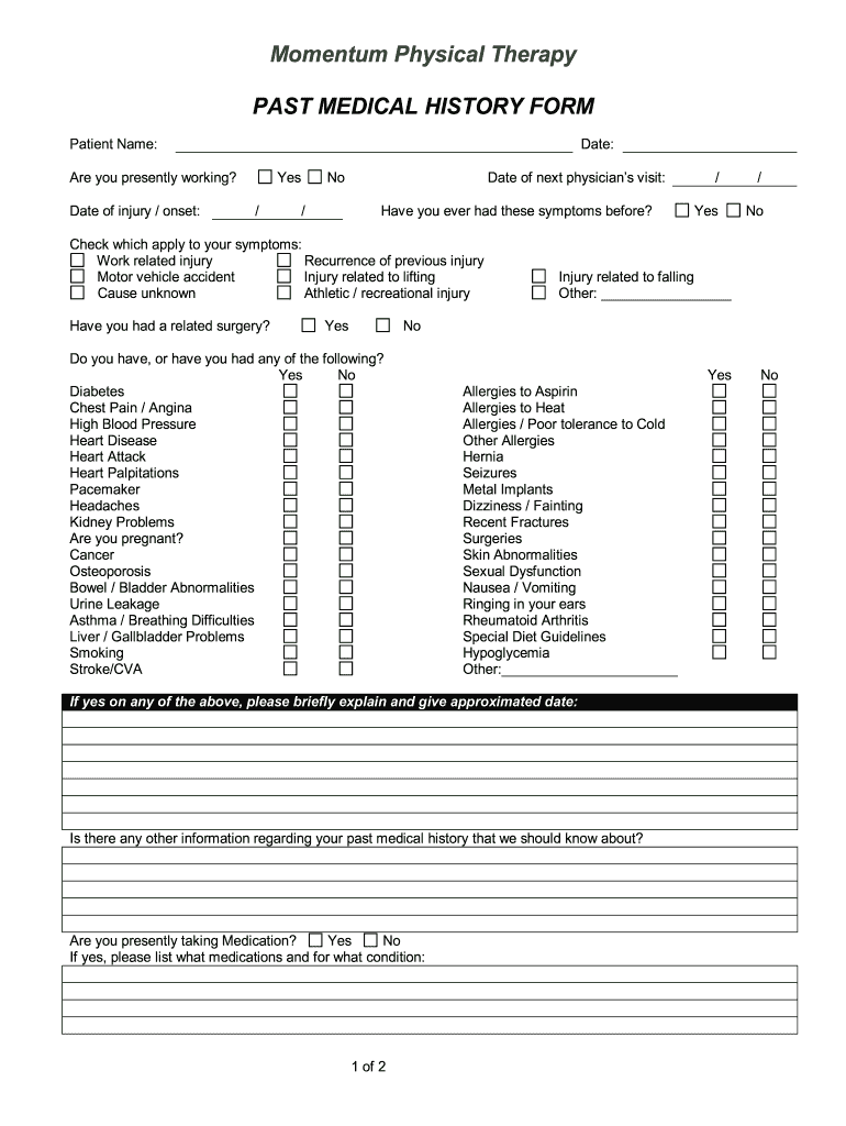 Medical History Form for Holland America