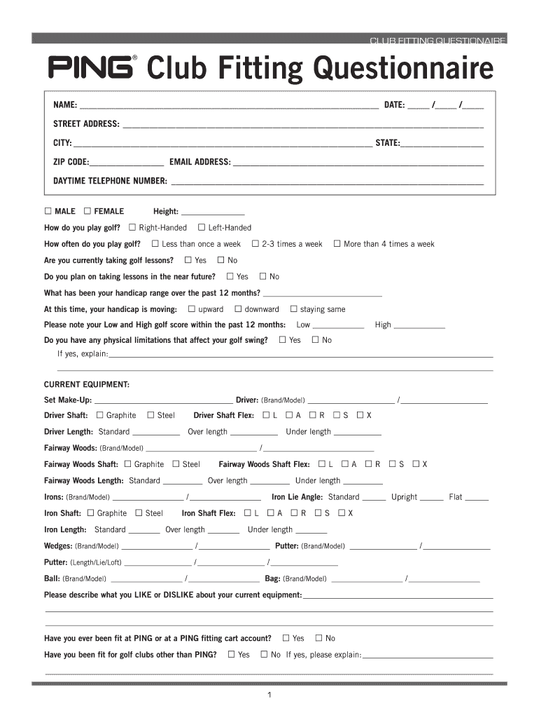 Ping Questionnaire  Form