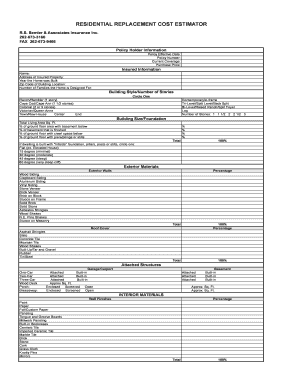 Residential Replacement Cost Estimator RS Semler &amp; Associates  Form