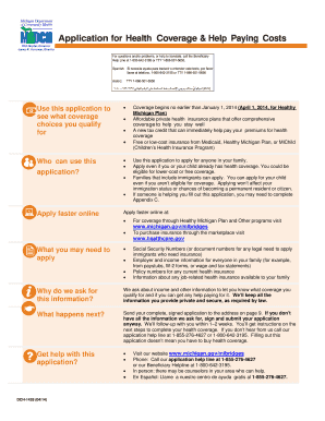 Application for Health Coverage &amp; Help Paying State of Michigan  Form