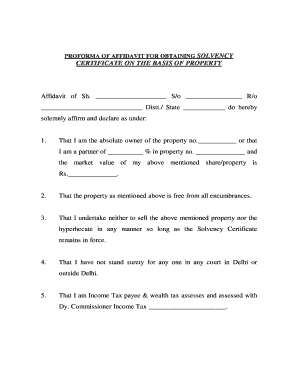 Solvency Affidavit  Form