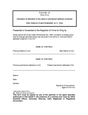 Partnership Firm Registration Certificate Download  Form