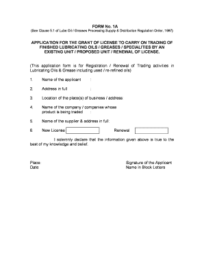 Lubricating Oils and Greases Processing Supply and Distribution Regulation Order 1987 PDF  Form