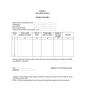 Family Details  Form