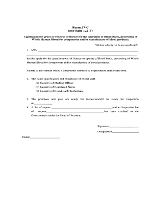 Blood Bank License Renewal Form 27c