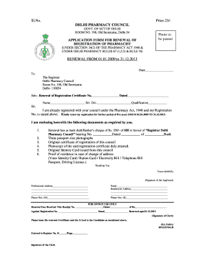Delhi Pharmacy Council  Form