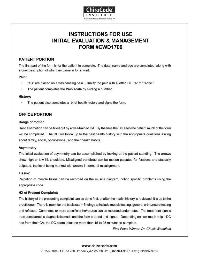 Chirocode Form Cwd1700