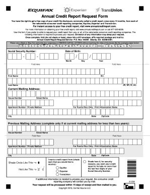 Annual Credit Report Request Form AnnualCreditReport Com