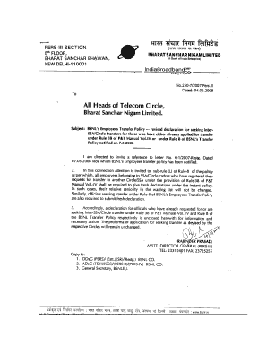 Bsnl Rule 8 Transfer Form PDF