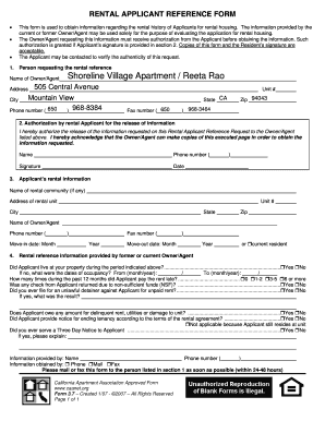 RENTAL APPLICANT REFERENCE FORM Cowell Properties
