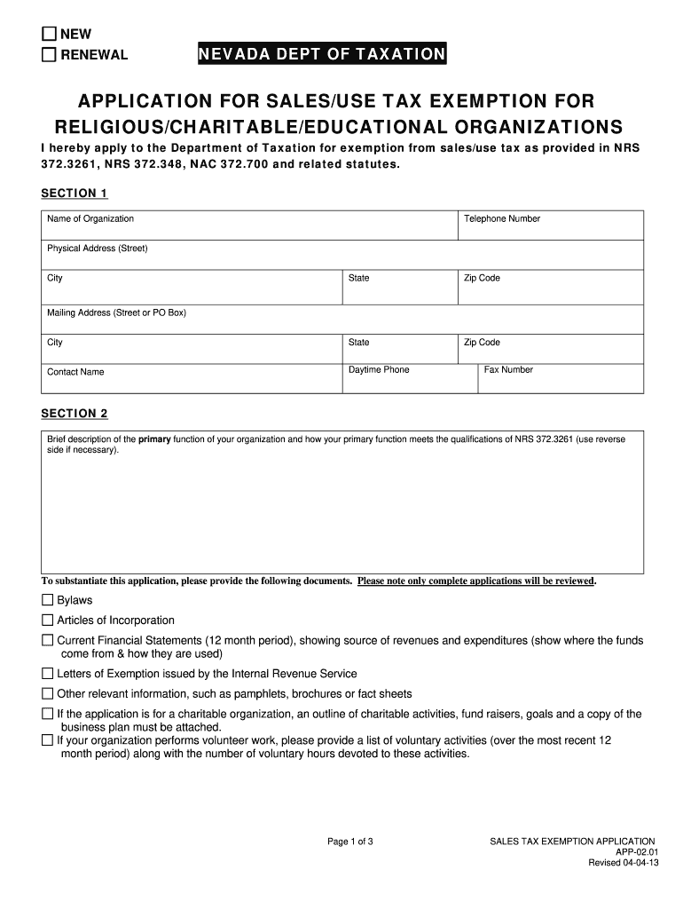  Nevada Tax Exempt Certificate 2013-2024