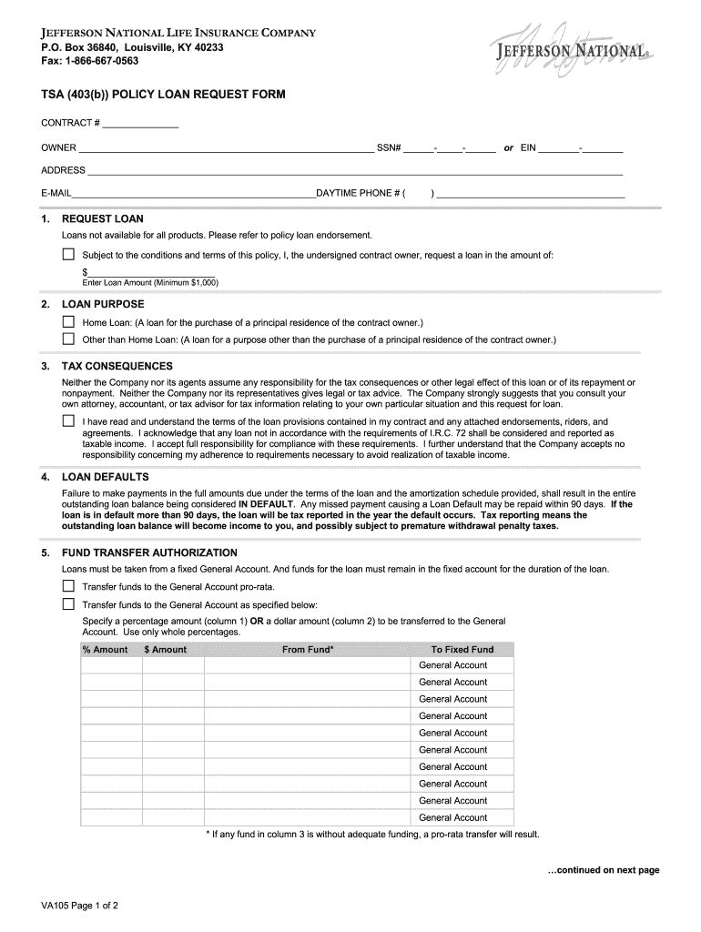 TSA 403b POLICY LOAN REQUEST FORM  BIS