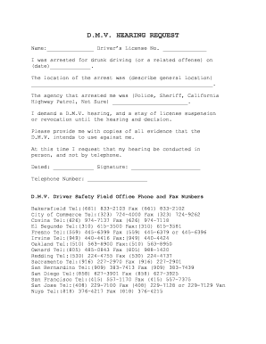 Dmv Hearing Request Sample Letter  Form