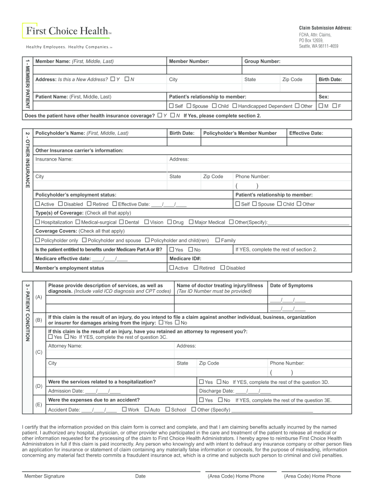 First Choice Reimbursement Form