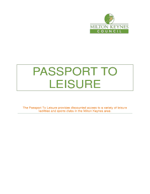 Passport to Leisure Application Form PDF, 256KB Milton Keynes