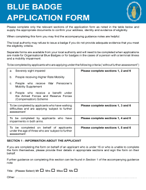 Blue Badge Application  Form