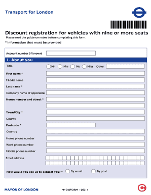 Discount Registration for Vehicles with Nine or More Seats  Form