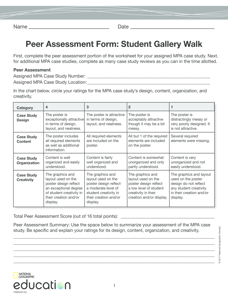 Gallery Walk Worksheet Template  Form