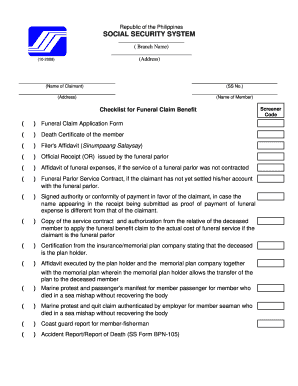 Sinumpaang Salaysay Sss Death Claim Sample with Answer  Form