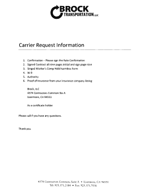 Brock Llc Carrier Setup  Form