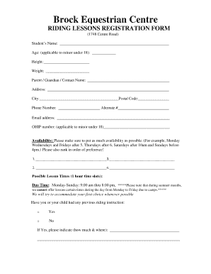 Riding Registration Form