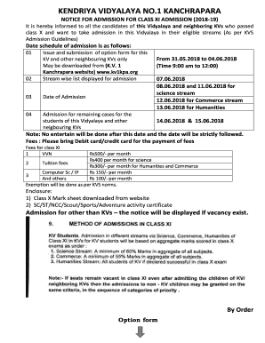 Option Form 11th Admission