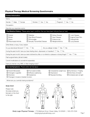Physical Therapy Medical Form